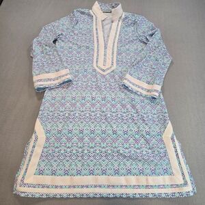 Cabana Life Blue Purple Ikat Tunic Dress UPF 50+ Sun Protection Large 517-NP22